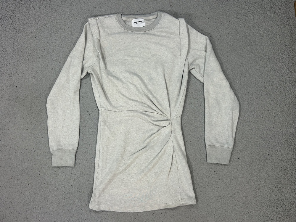 Isabel Marant Etoile Dress Womens 36 Gray Ruched Sweatshirt Mini Michaela Knit
